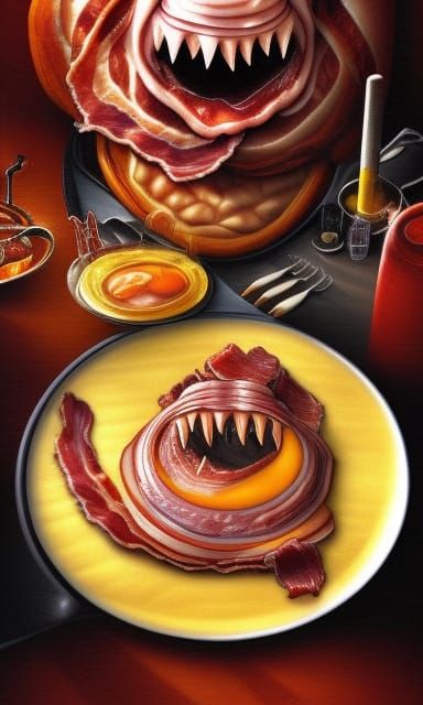 Bacon and Egg Monster: Dark Breakfast Art