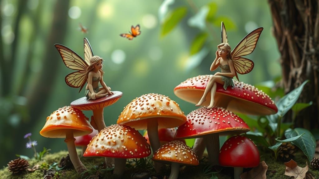 Fairies on Mushrooms
