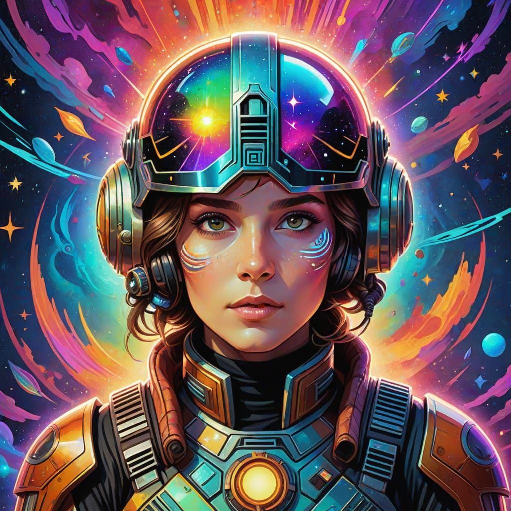 Vibrant Star Wars Rogue Pilot in Cosmic Cartoon Galaxy