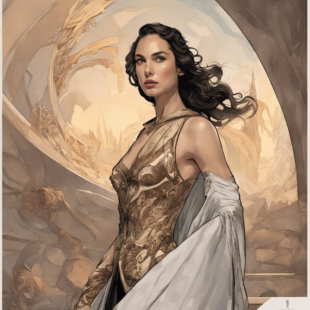 Gal Gadot as James Bond in Art Nouveau Style