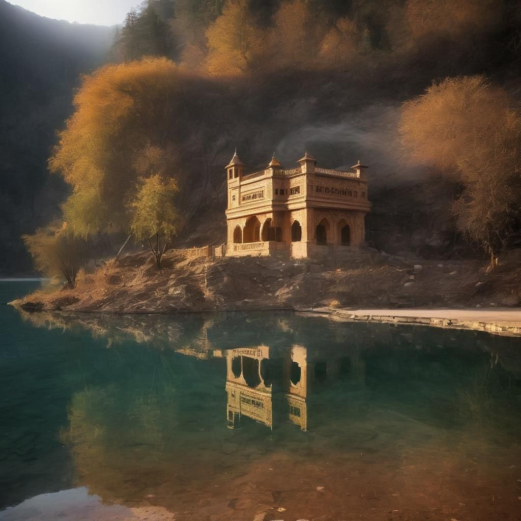 Romantic Landscape with Mists and Elegant Architecture