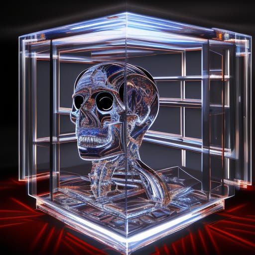 Cybernetic Skull in Crystal Display Box