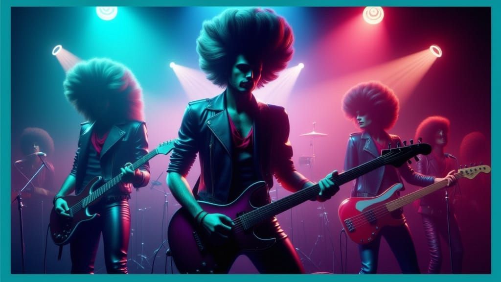 Blitzen Rock Band Performs Live in Vibrant Stage Lights