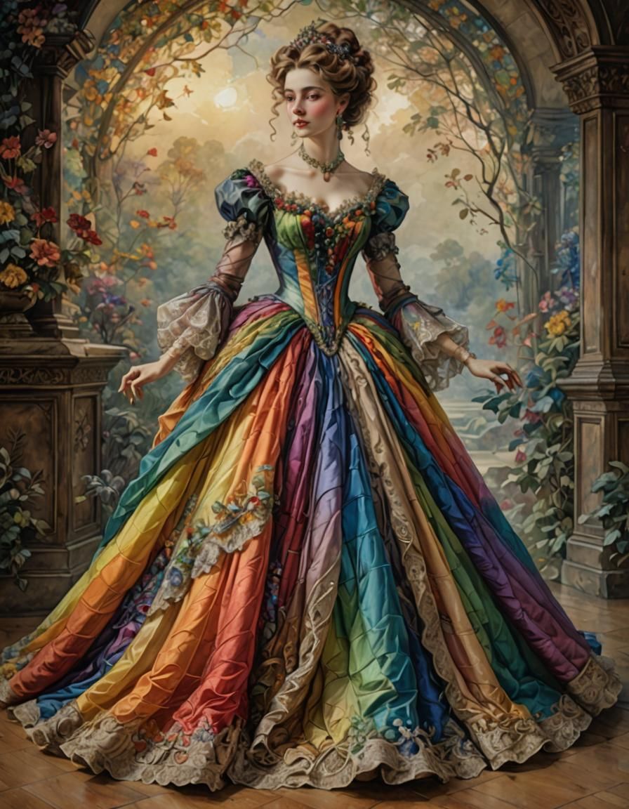 Silk-tulle ball gown (France, 1750)