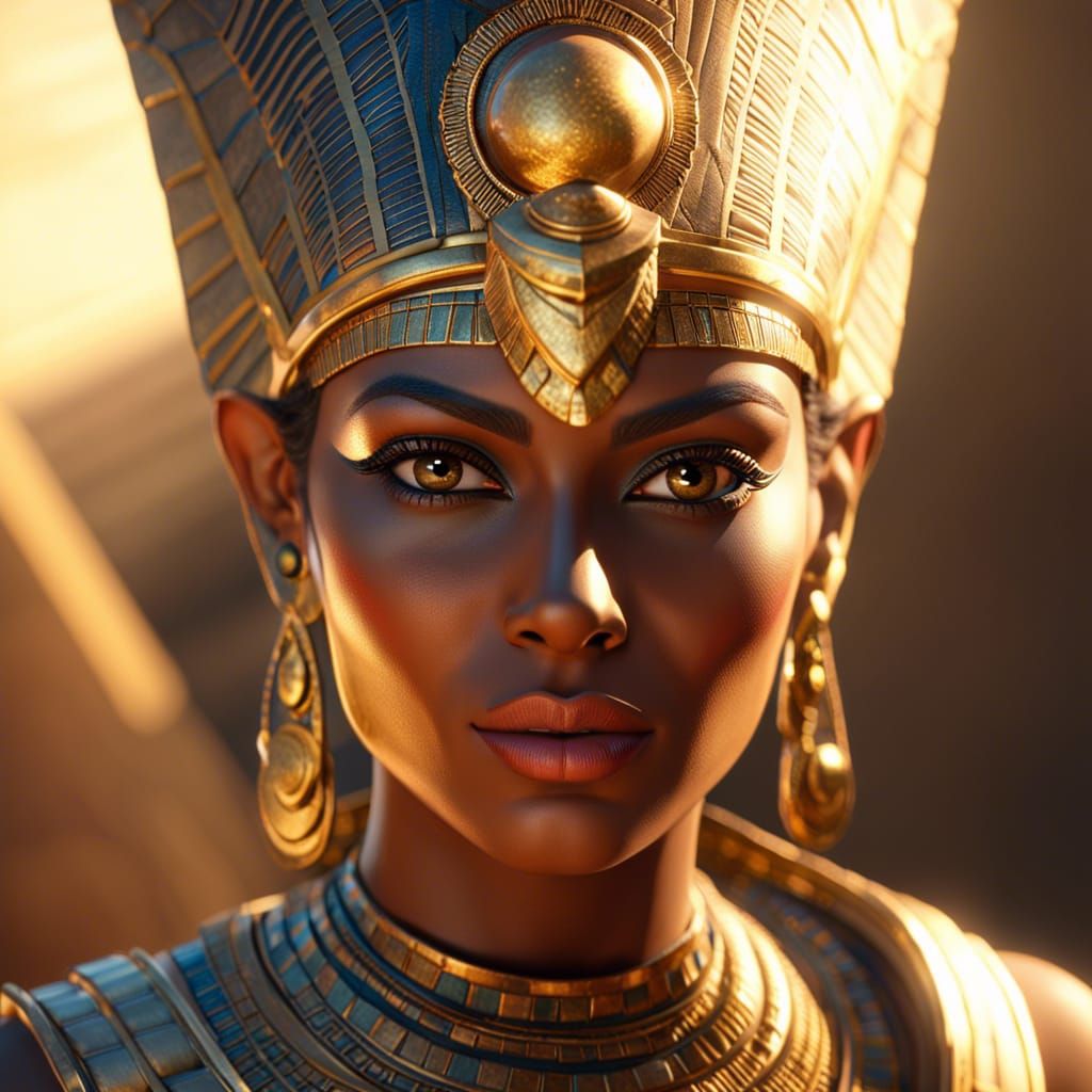 Female Ra Portrait in Hyper-Detailed Digital Art
