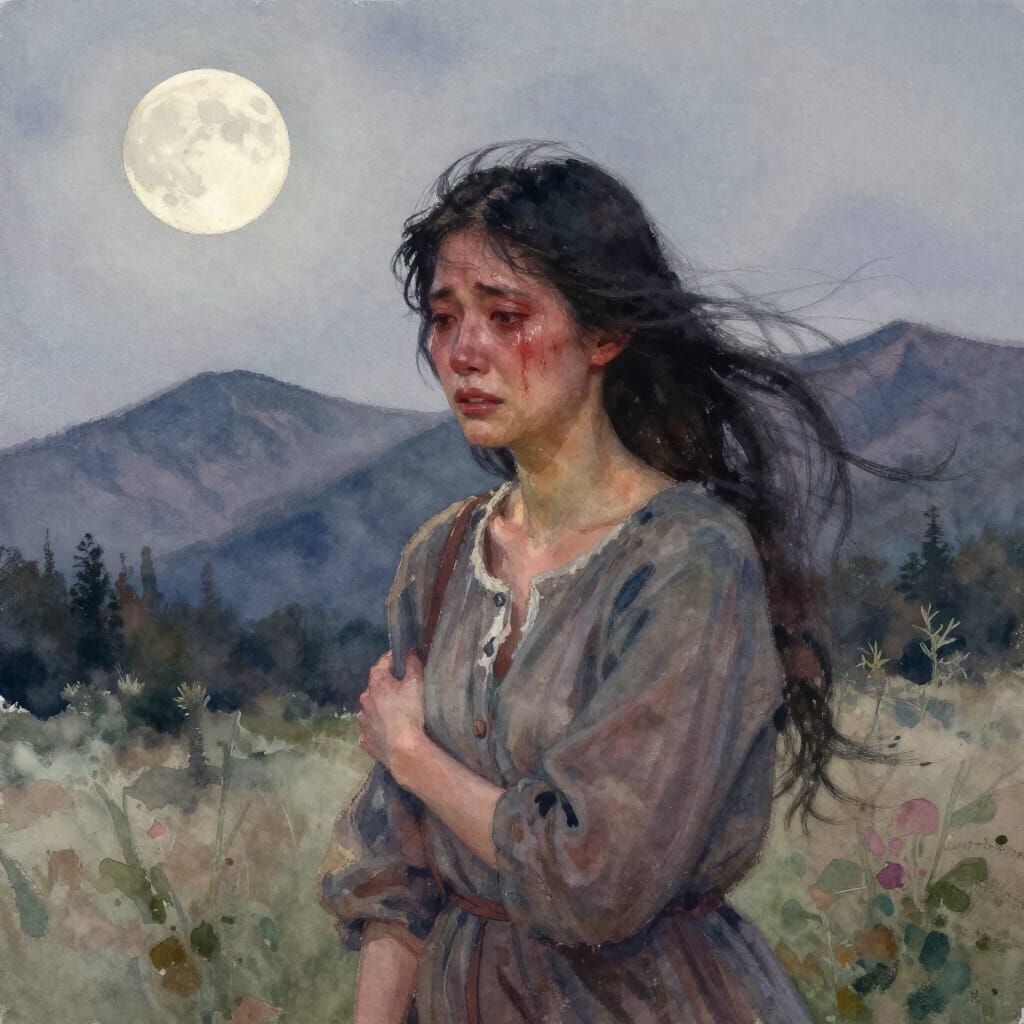 Mother's Sorrow: Longing Under Moonlight