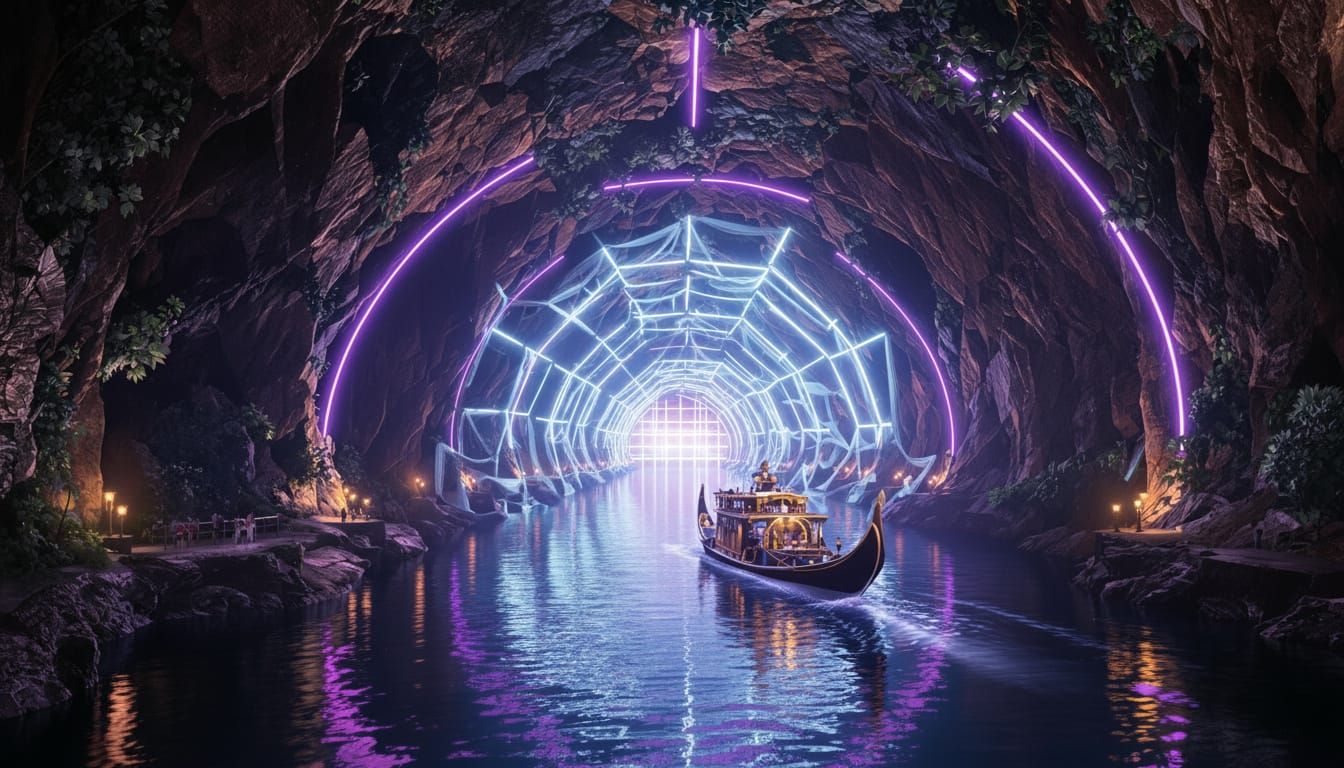Imperial Gondola in Martian Jungle Cave Tunnel