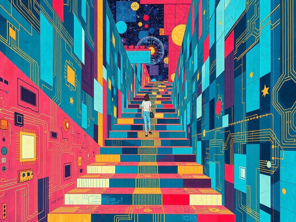 Electric Dreamscape: Geometric Cosmic Stairway to Infinity