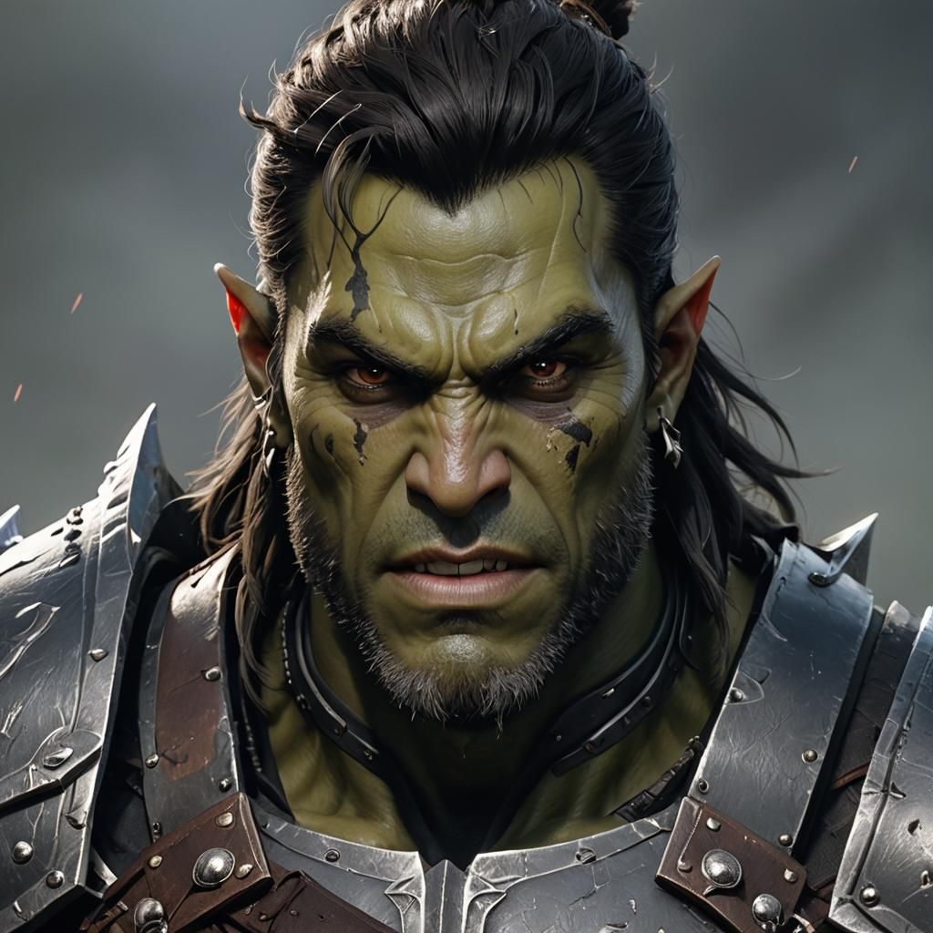 Handsome Half-Orc Prince Portrait in 3D Anime Art