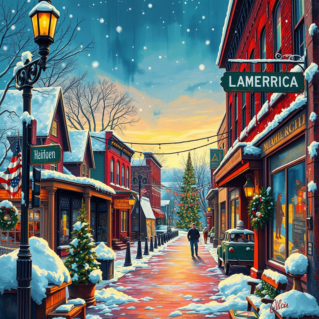 Vibrant Holiday Postcard in Street Art Style