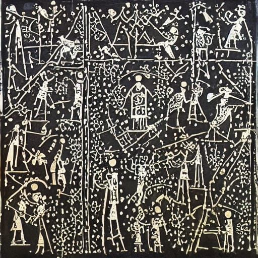 Steampunk Portrait in Whimsical Warli Style