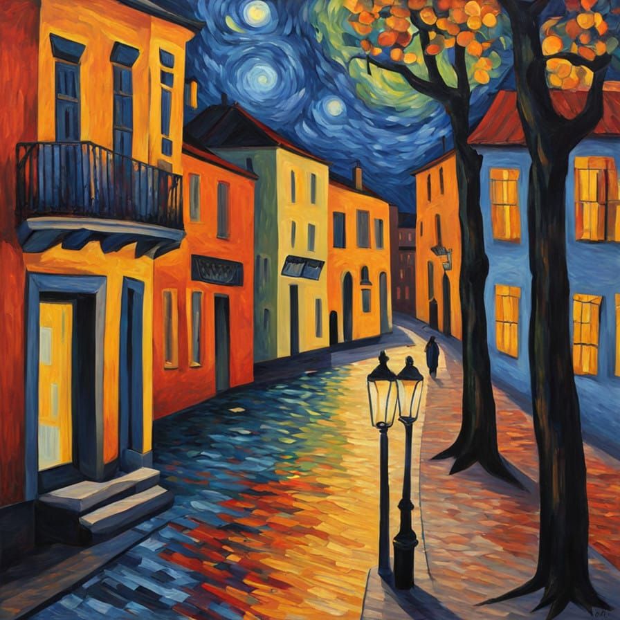 Impressionist Night Landscape with Vibrant Brushstrokes