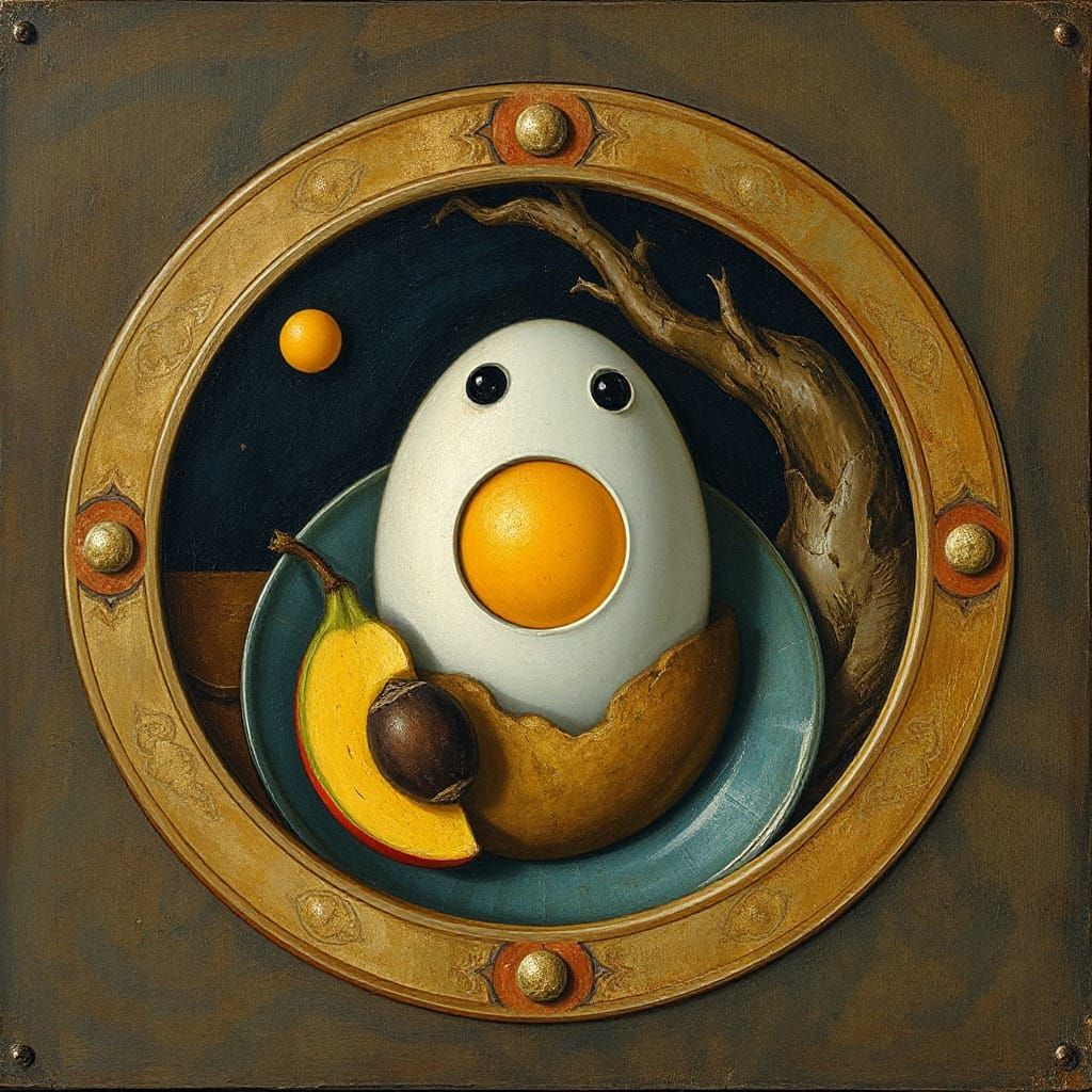 Surreal Egg Forms in a Hieronymus Bosch-Inspired Aesthetic