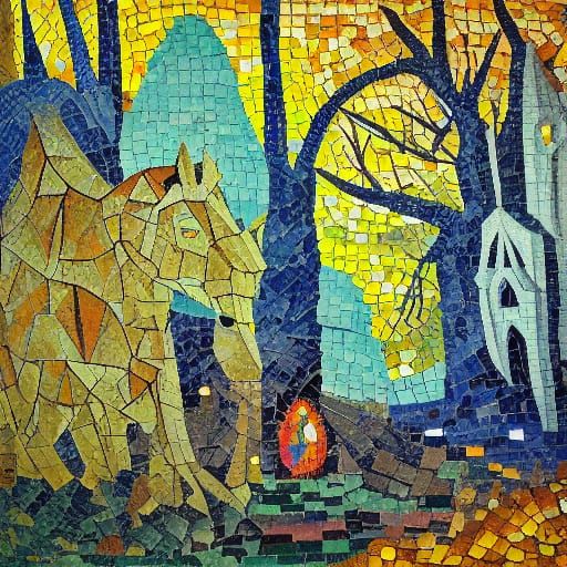 Surreal Vampire in Mystical Forest, Inspired by Leonora Carr...