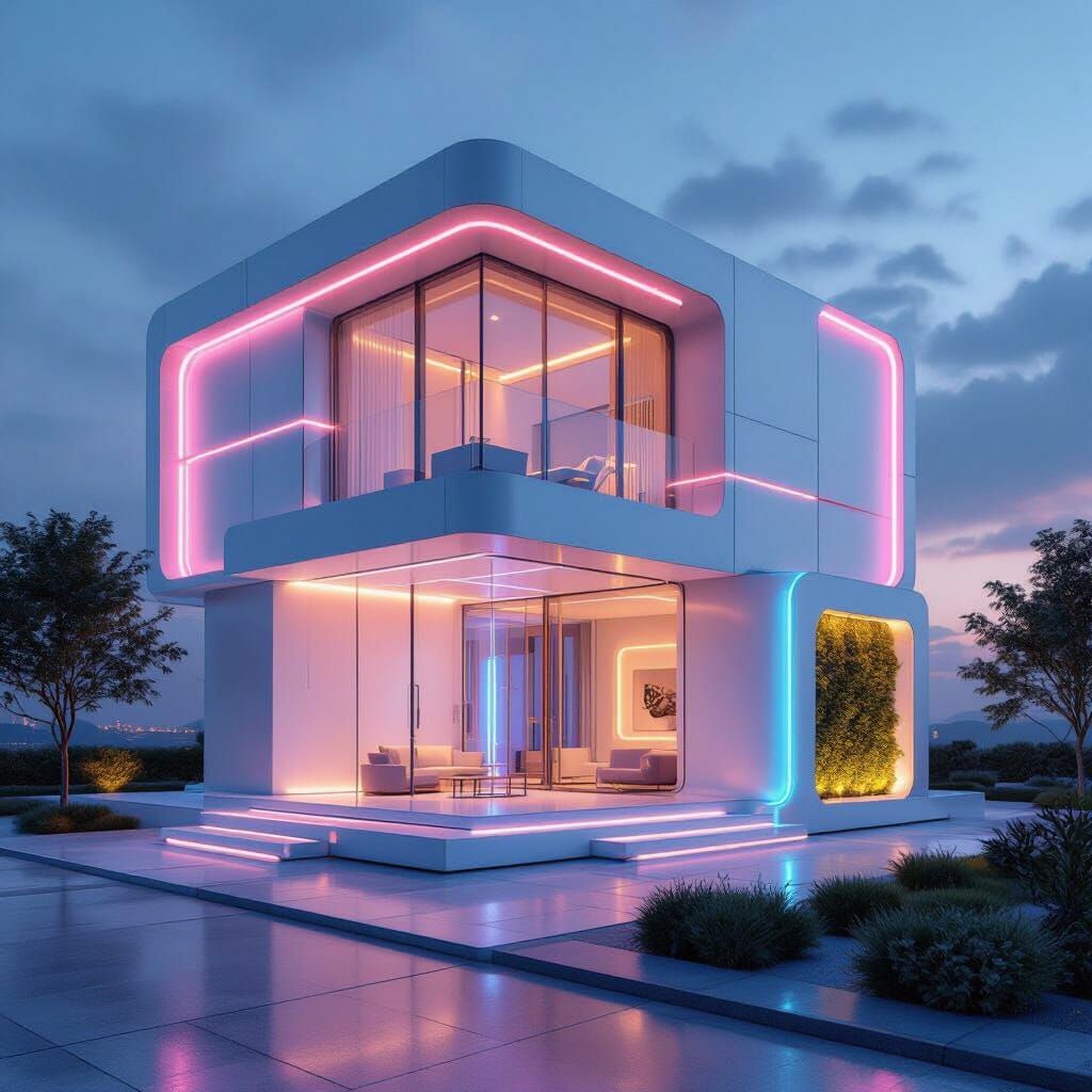 Futuristic Space-Age Cube House with Metallic Exterior