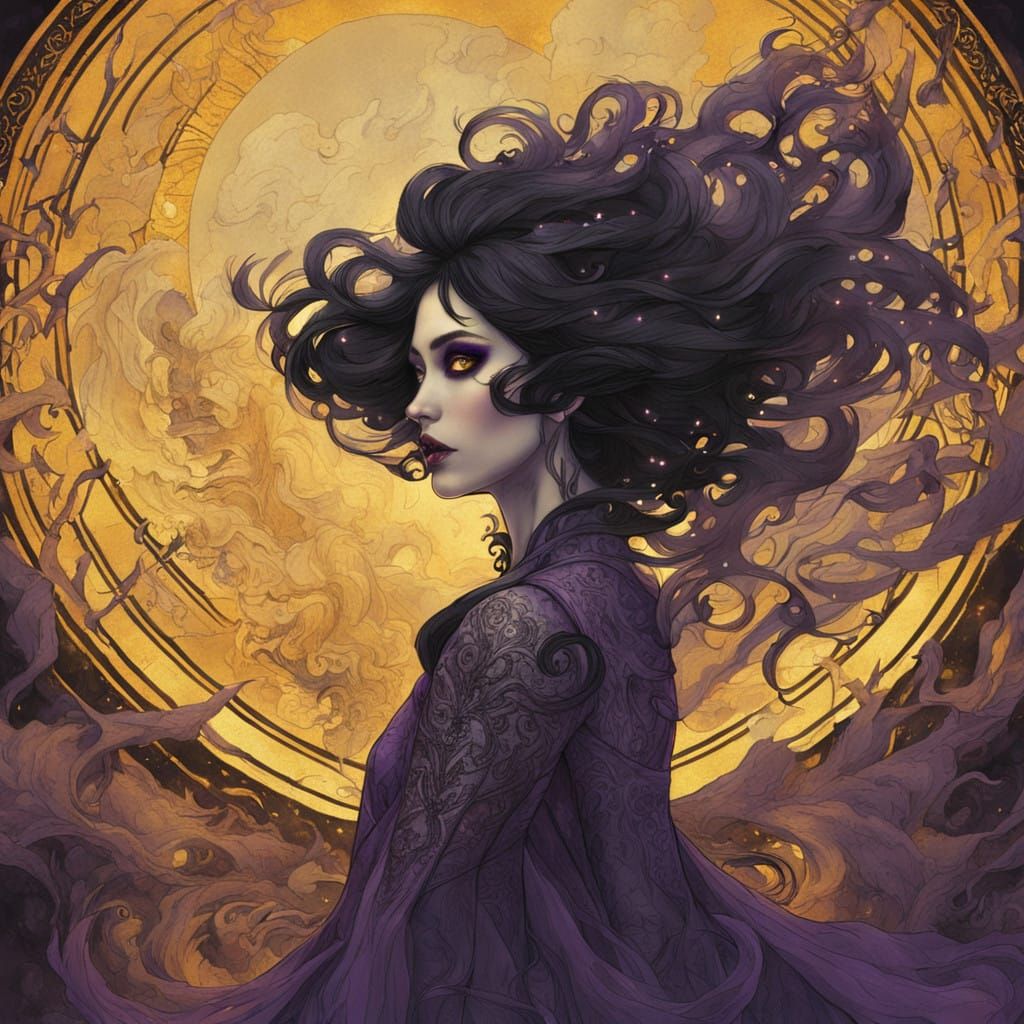 Gothic Vampire Woman in 1970s Horror Style