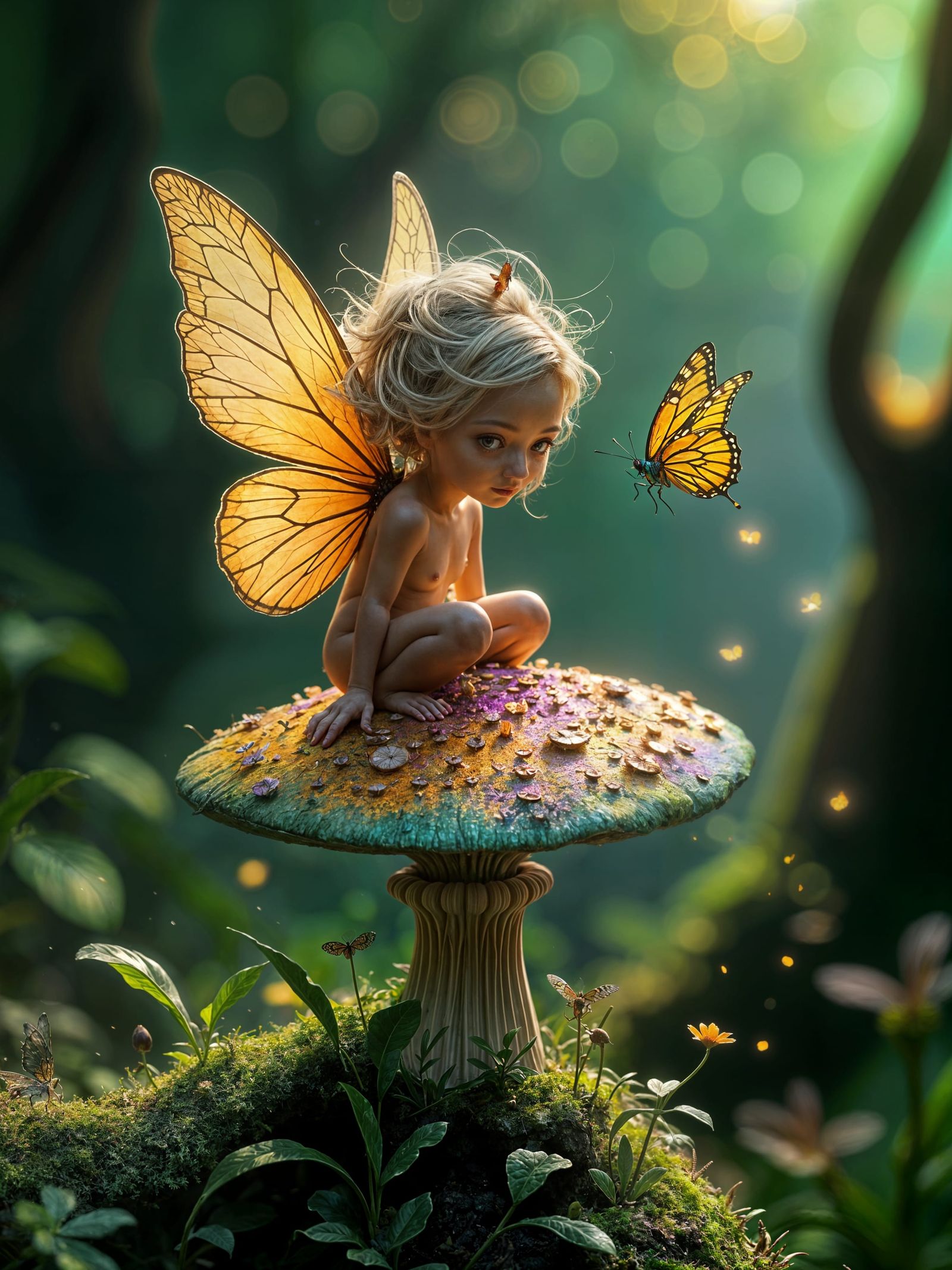 Whimsical Fairy in a Vibrant Forest