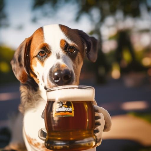 Dogs Drinking Beer in Bar: Professional Photography