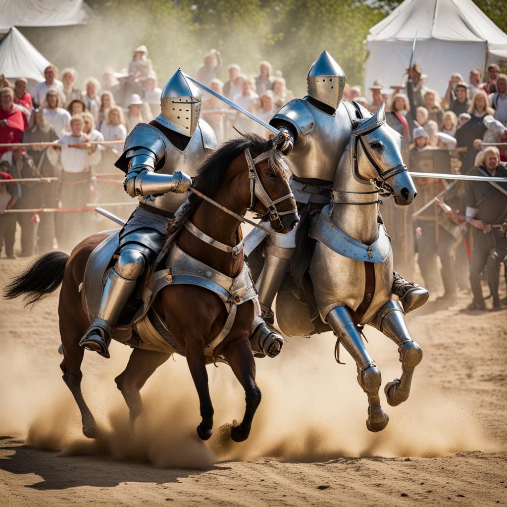 Knights Jousting in a Medieval Tournament