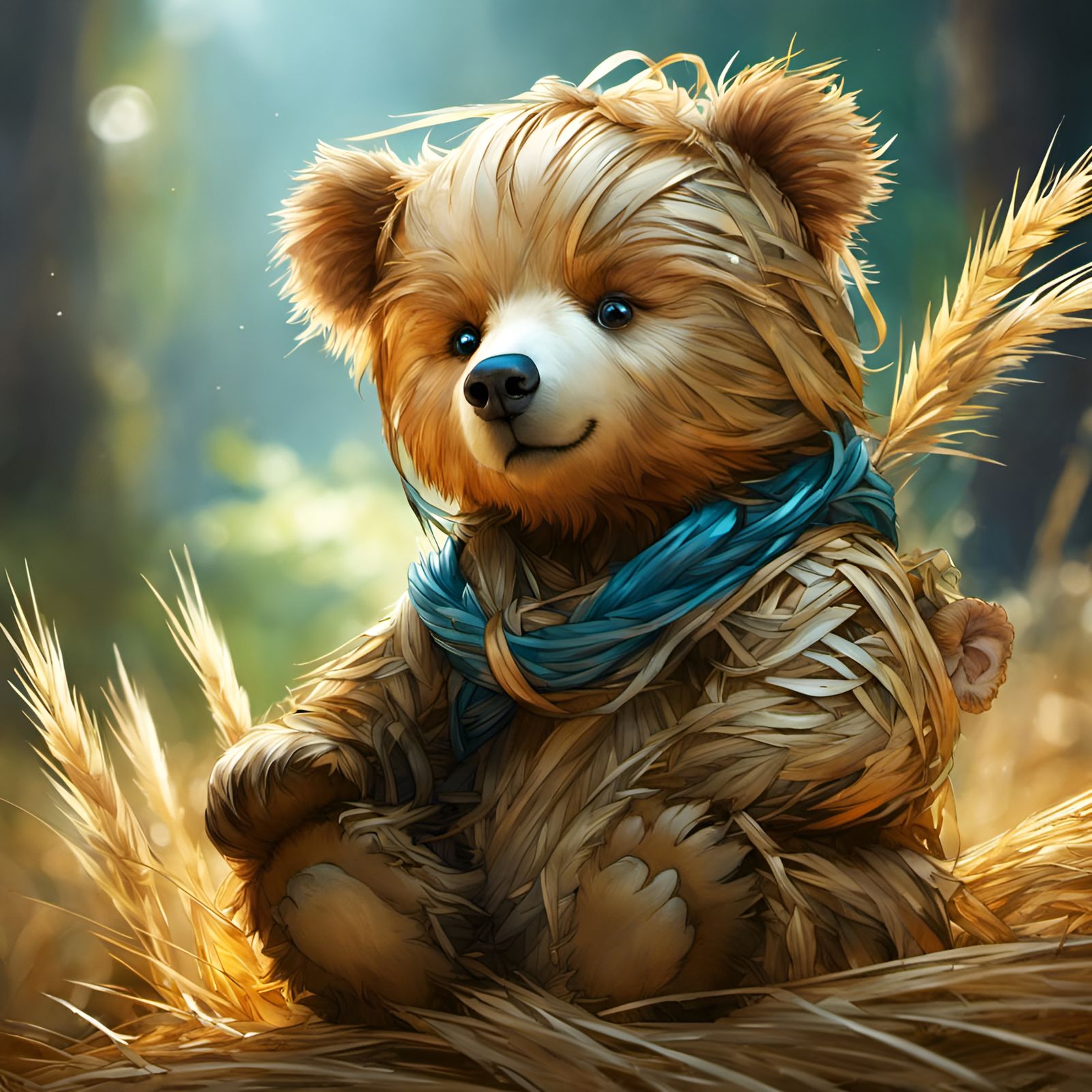 Adorable Straw Bear Chibi Portrait