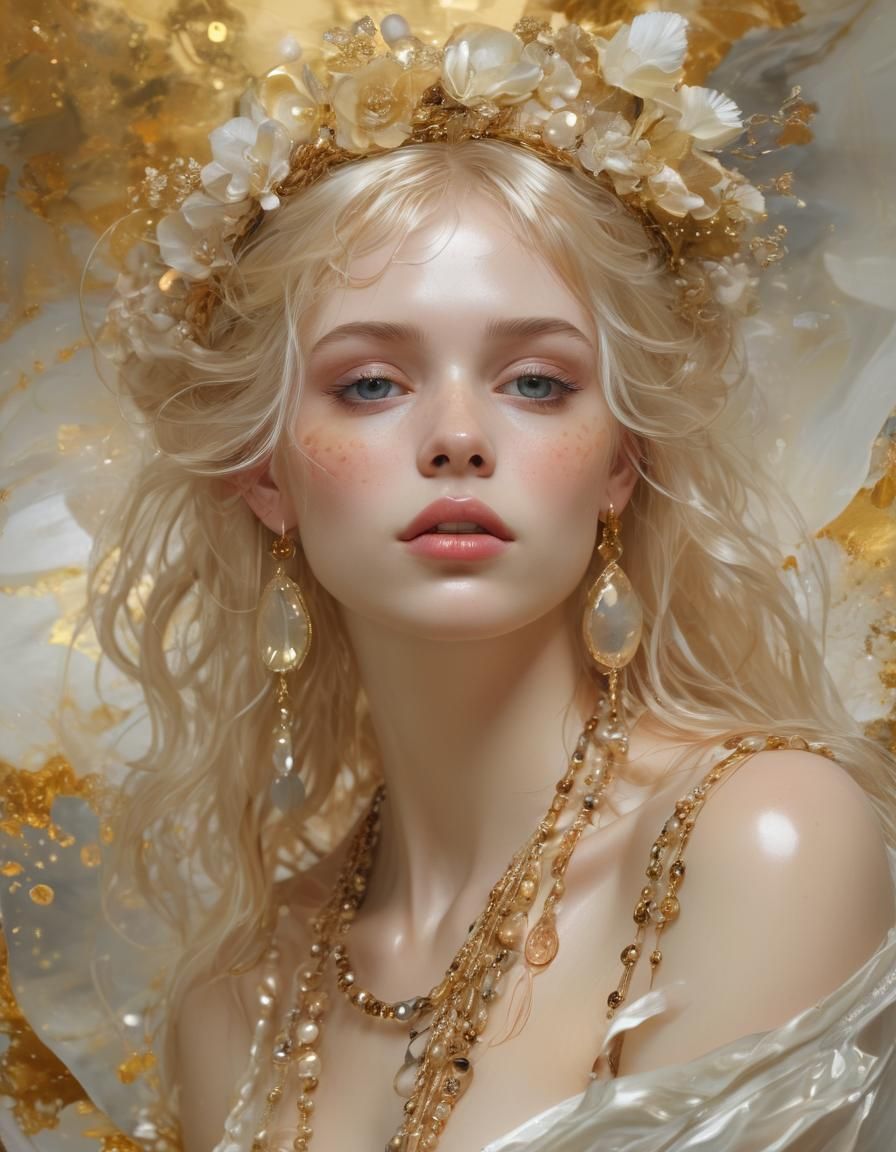 Glamorous Portrait in Klimt and Zorn Style