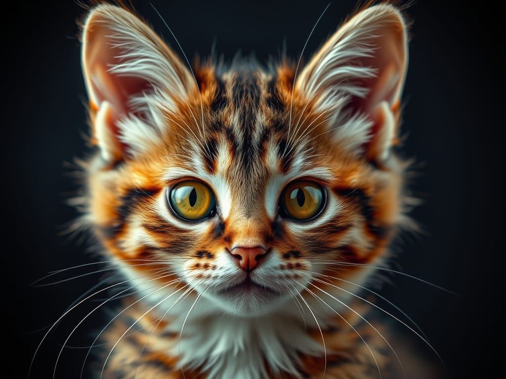 Hyperrealistic Cat Fruit Fusion in Vibrant Textures