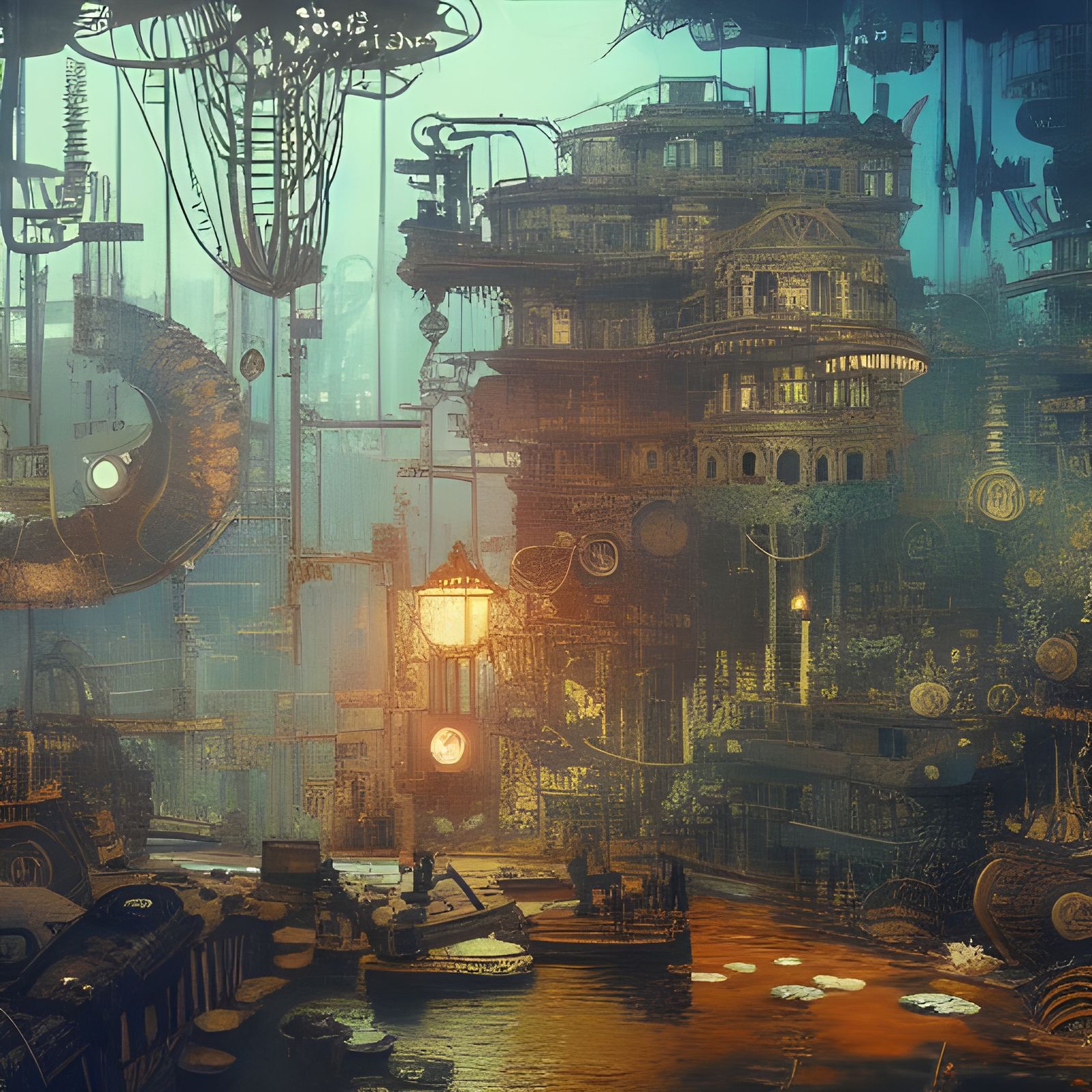 Steampunk Aquarium: Intricate Matte Painting