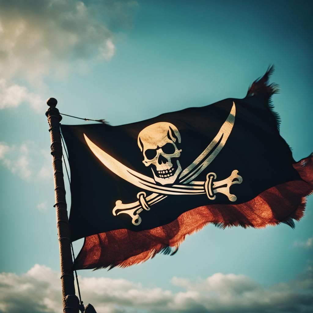 Dramatic Pirate Flag Waving in Cinematic Style