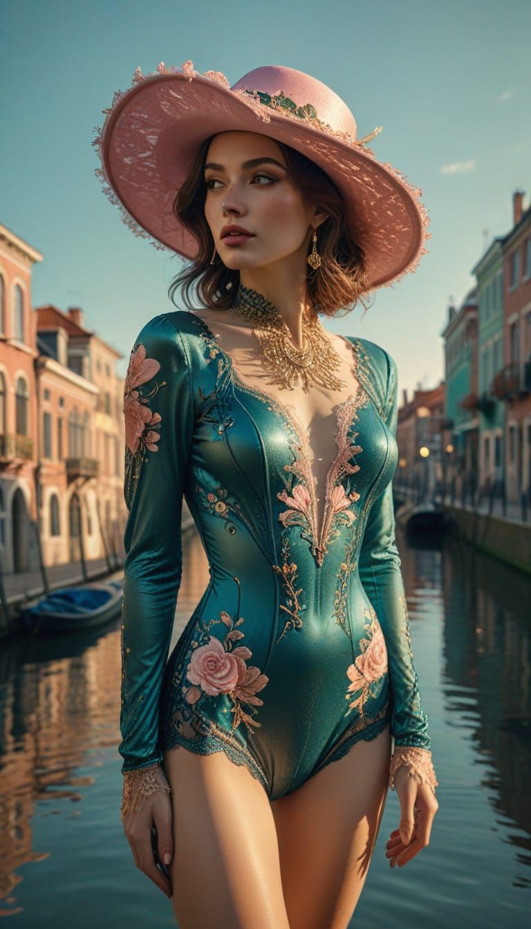 Art Nouveau Fashion Photo of Woman by Canal
