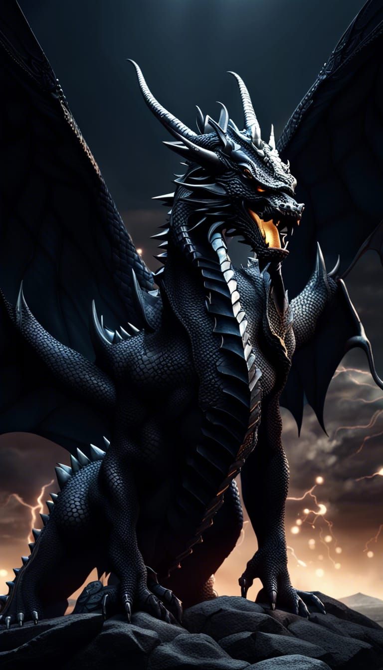 Colossal Black Dragon God in Cell Shading