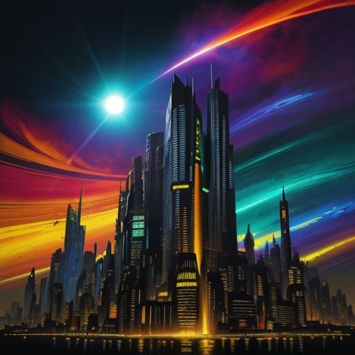 Gotham City in Radiant Solar Flare