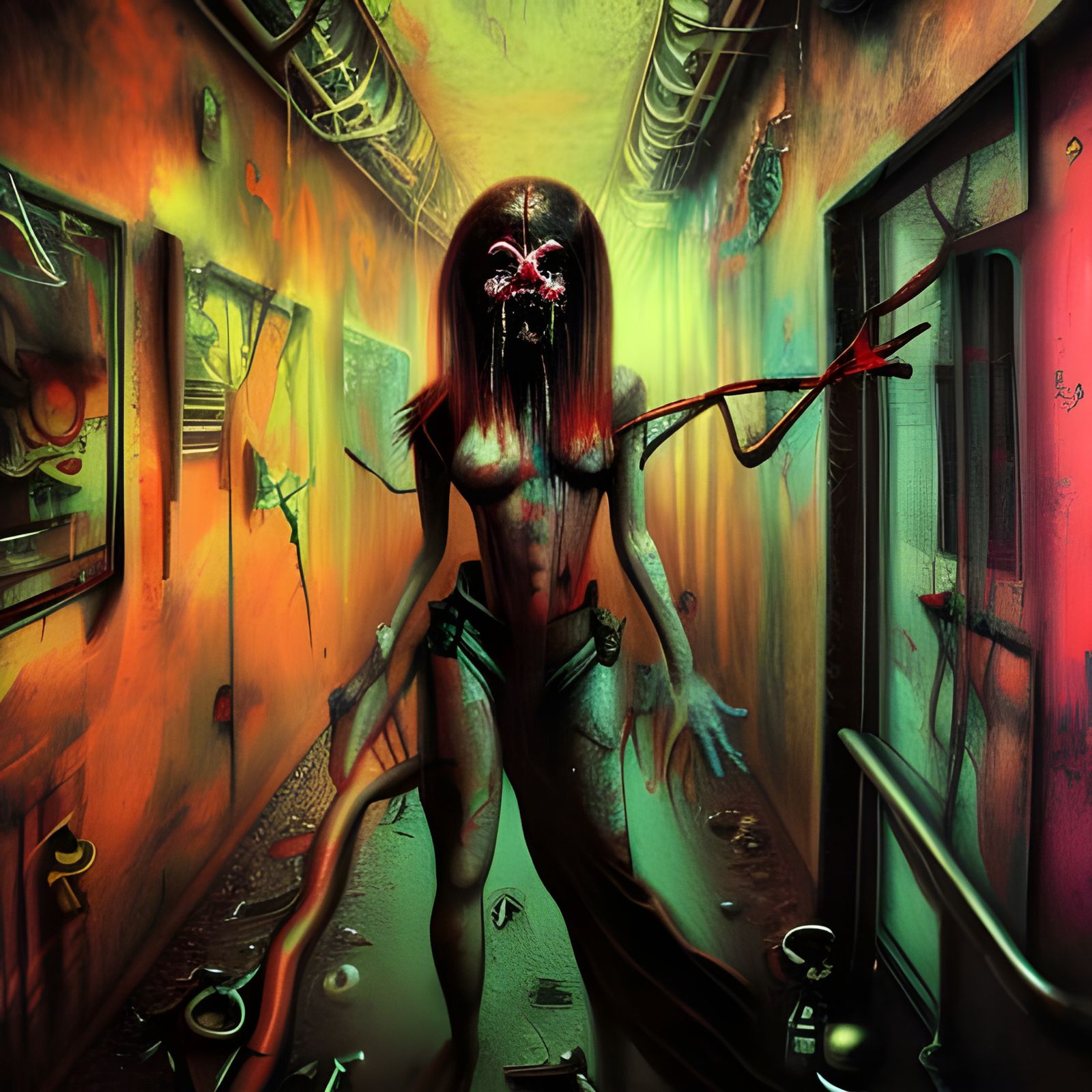 Surreal Cyberpunk Horror Graffiti Artwork