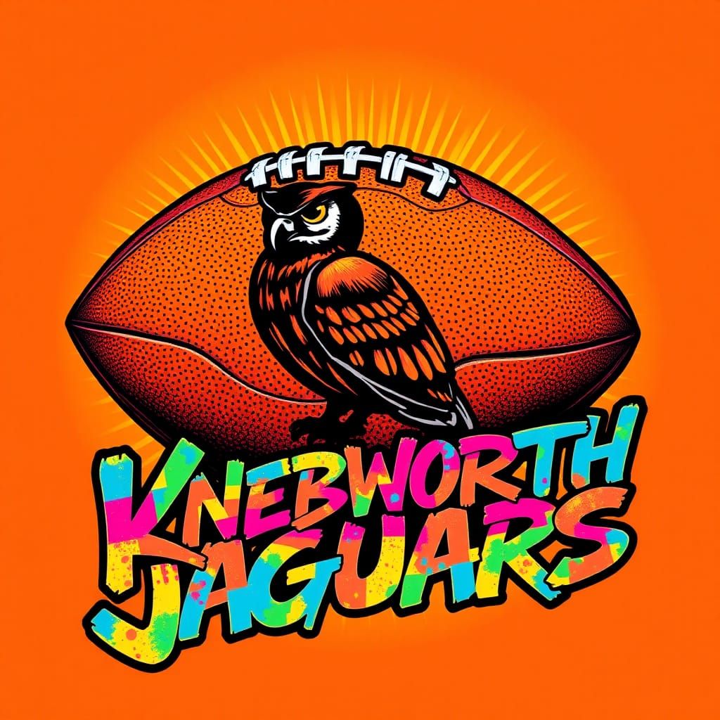 Football with Cartoon Owl in Graffiti Style