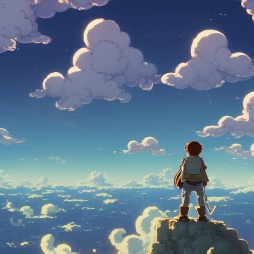 Technical Blueprint of Clouds in Ghibli Anime Style
