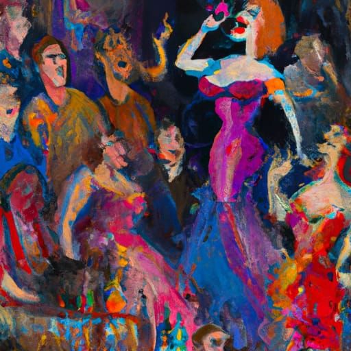 Nightclub Singer in Gouache Style