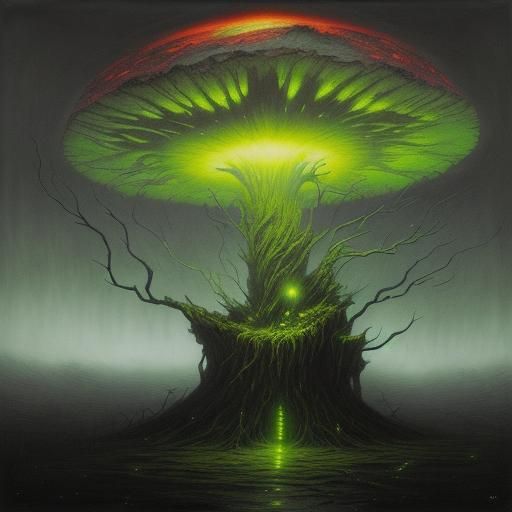 Eerie Green Mist Envelops Shattered Globe