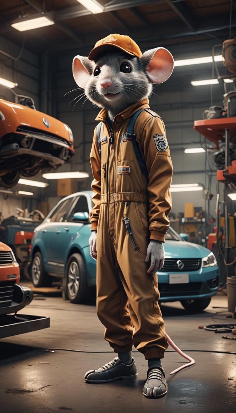 Mouse Mechanic in Workshop: 8k Concept Art