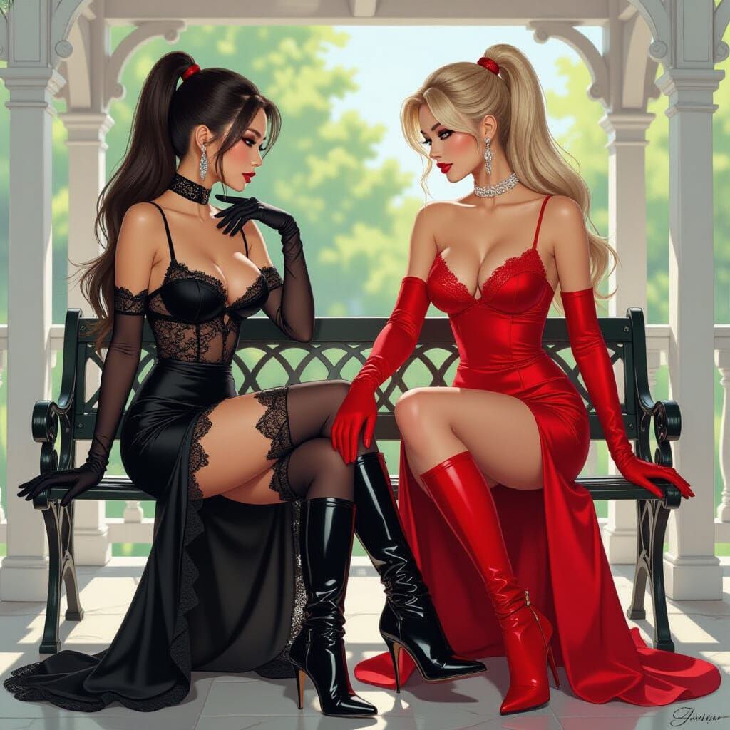 Elegant Women in Art Nouveau Style