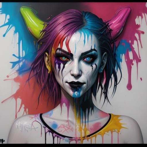 Graffiti Art: Ravenous Female Creature with Smirk