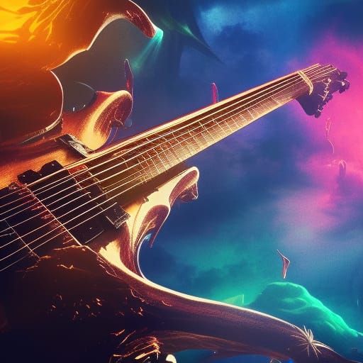 Epic Guitar Solo: Vivid Digital Matte Painting