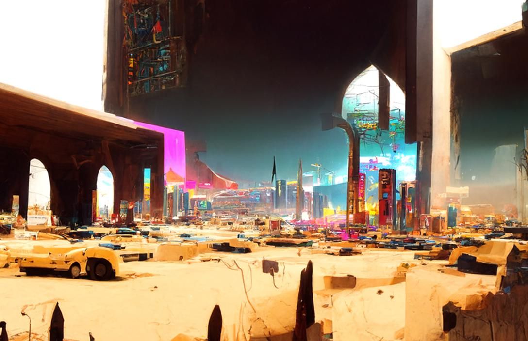 Arabic Cyberpunk Desert Cityscape in 8K