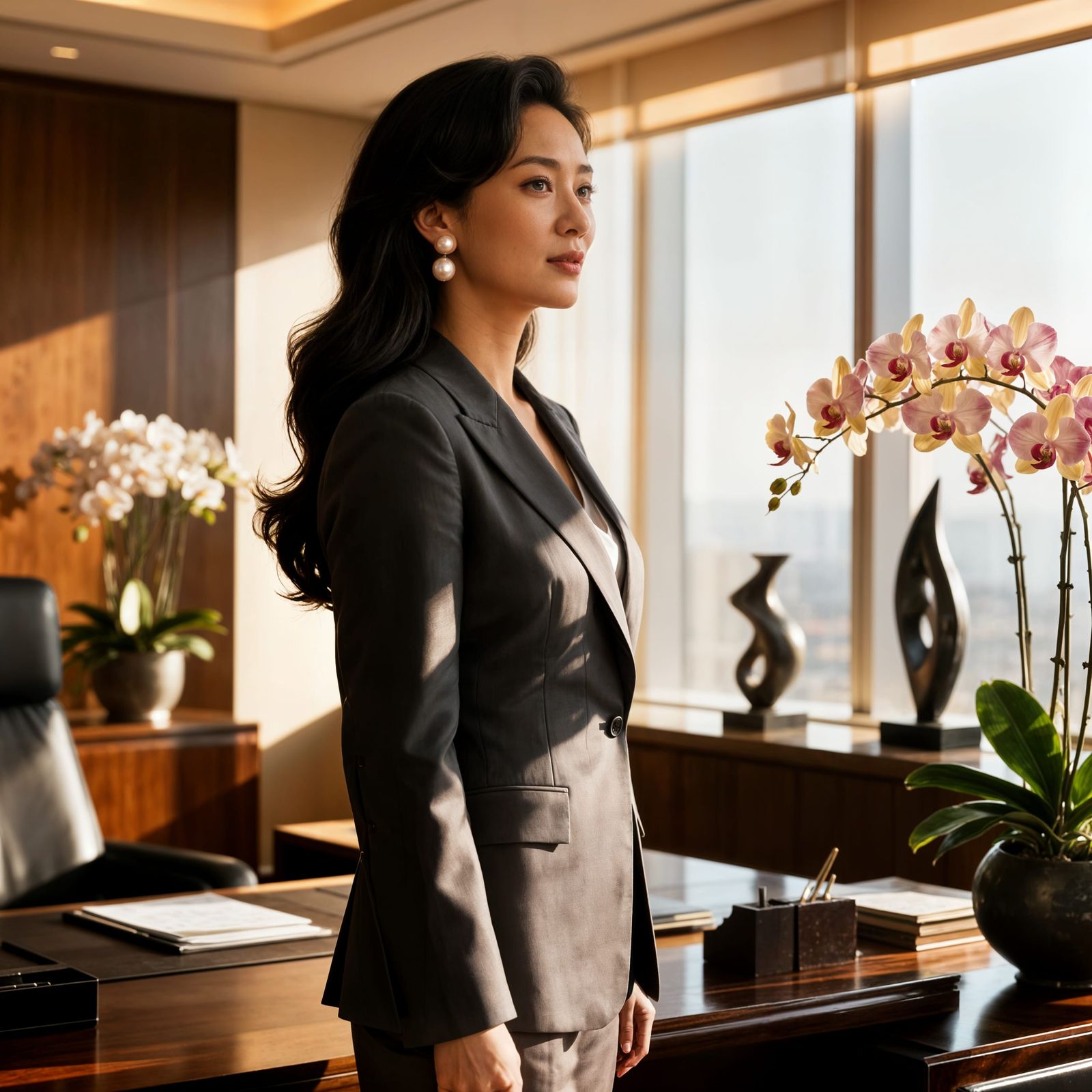 Confident Chinese Businesswoman in Luxury Office
