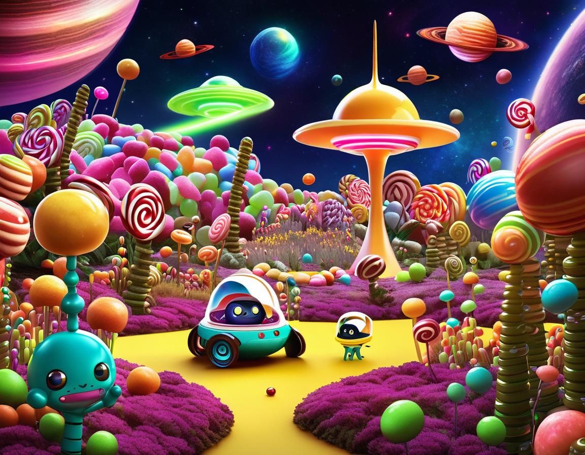 Candy Aliens in Space Garden