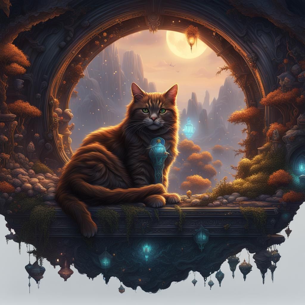 Fantastical Catnap in Detailed Matte Painting Style