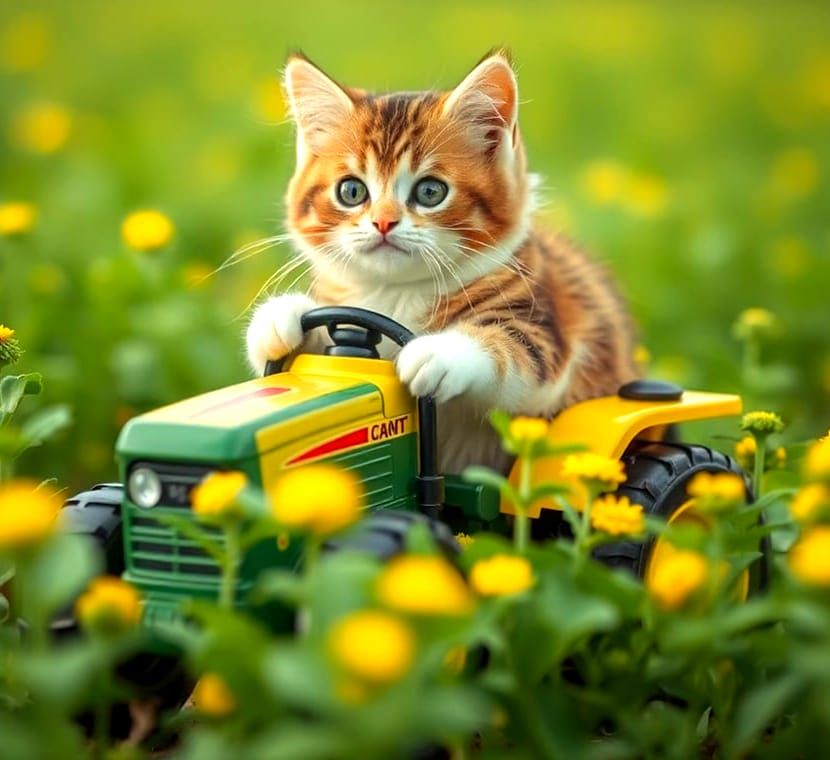 Little Farmer Cat Helps With Harvest