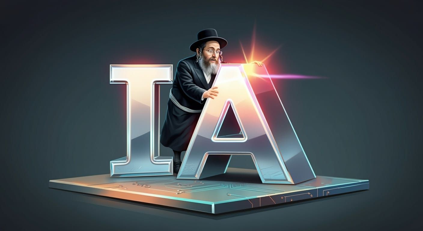 Hasidic Scholar Playfully Rearranging Metallic Letters in Co...
