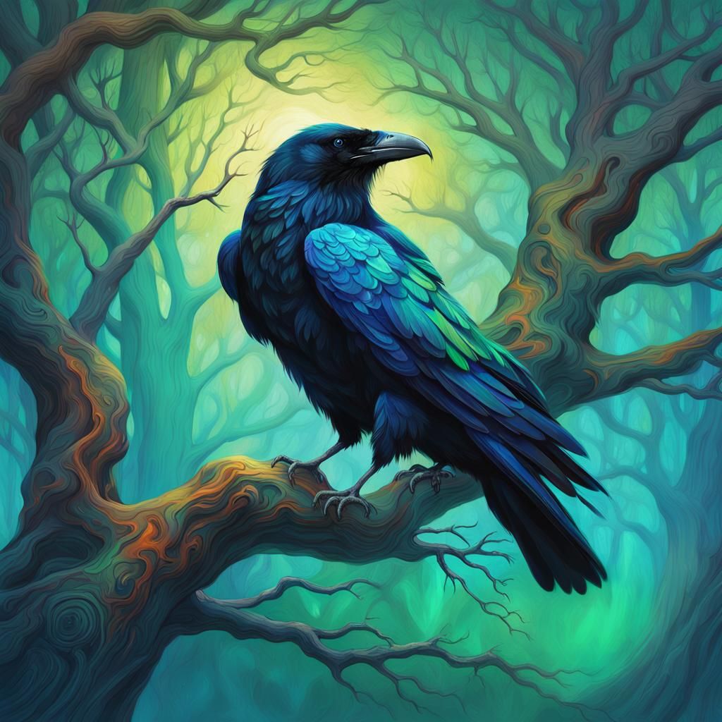 Majestic Raven in Ethereal Fantasy Concept Art