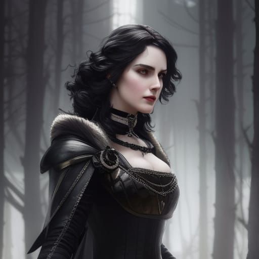 Yennefer Portrait in Hyperdetailed Digital Art Style