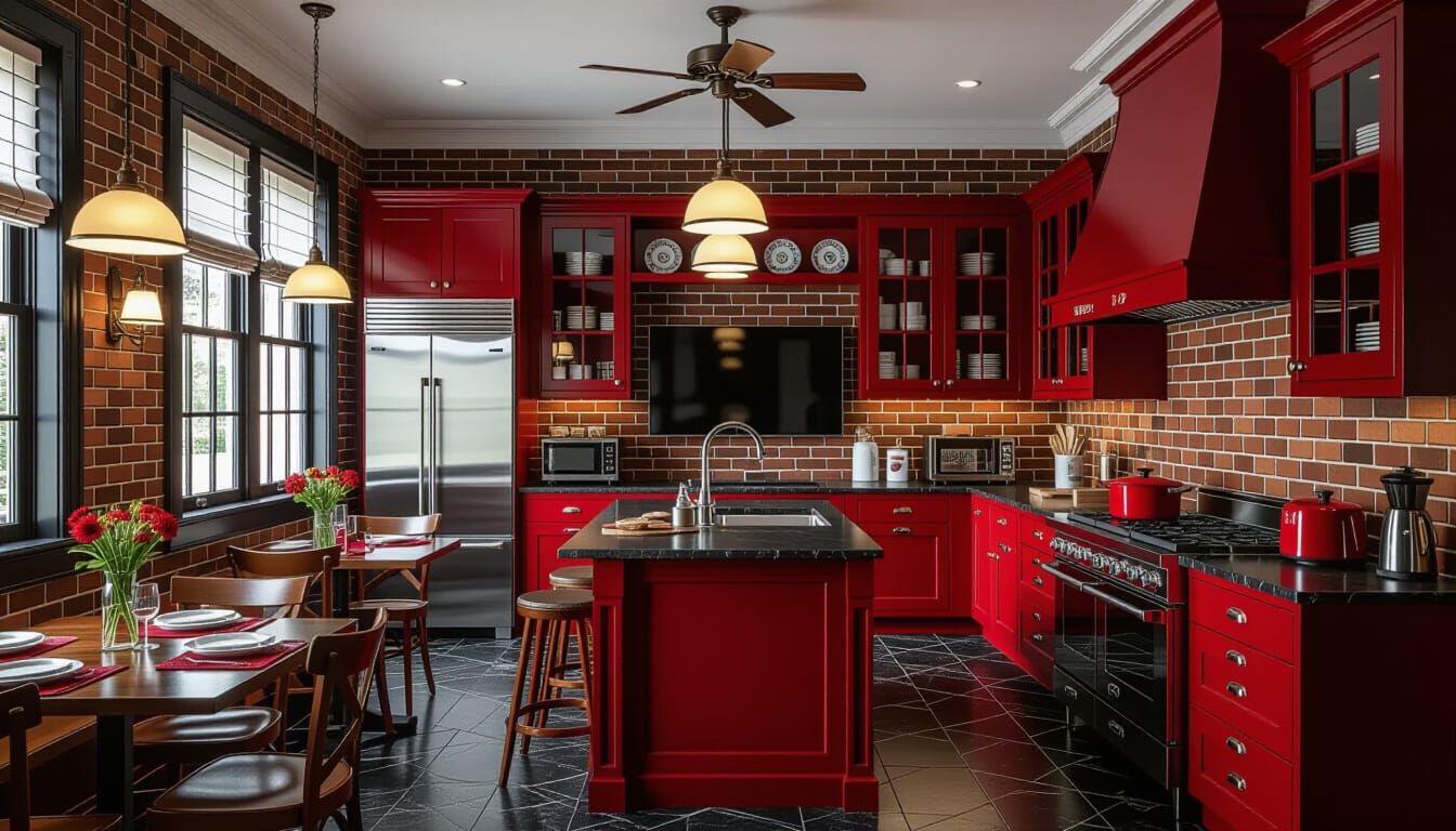 Vibrant Victorian Kitchen with Modern Appliances