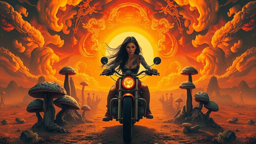 Southern Rock Woman in Post-Apocalyptic Landscape
